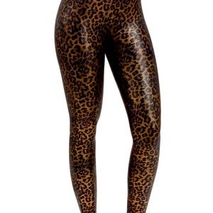 SPANX faux leather stretch leopard print leggings